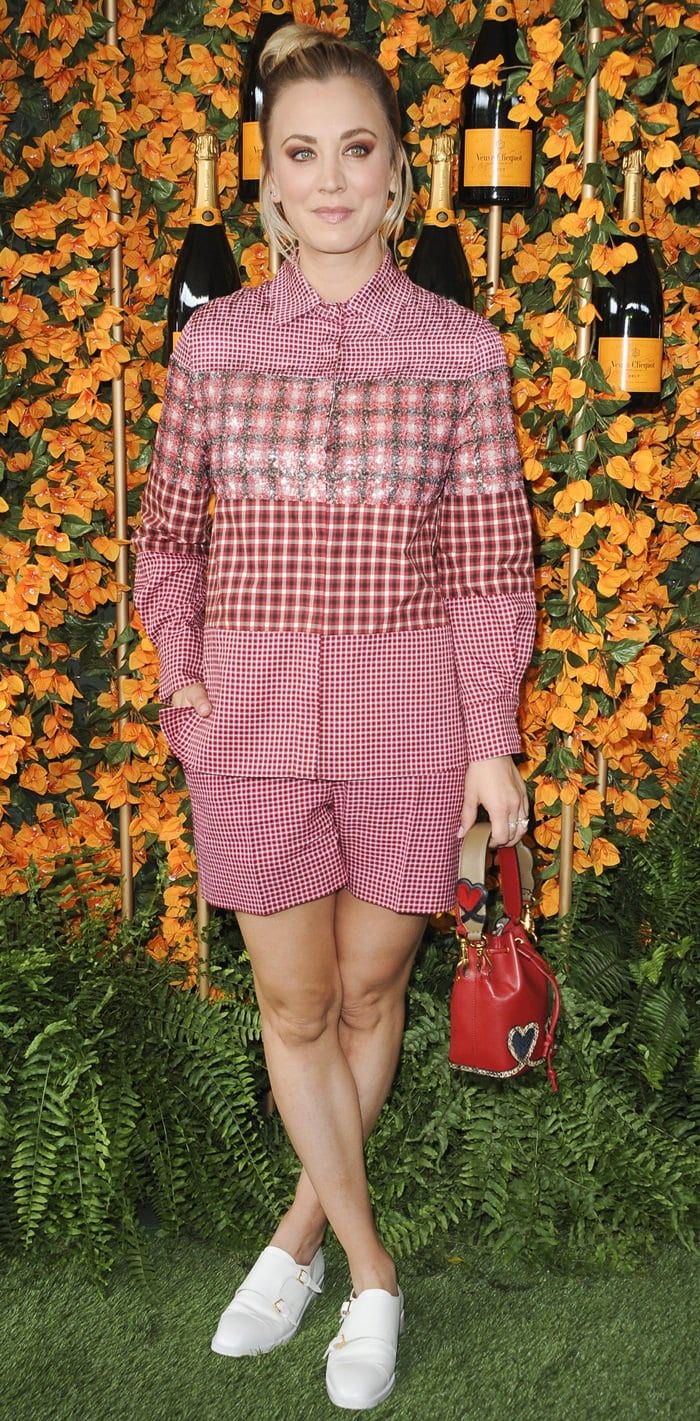 Kaley Cuoco flaunts her sexy legs at the 2018 Veuve Clicquot Polo Classic at Will Rogers State Historic Park in the Pacific Palisades, California, on October 6, 2018