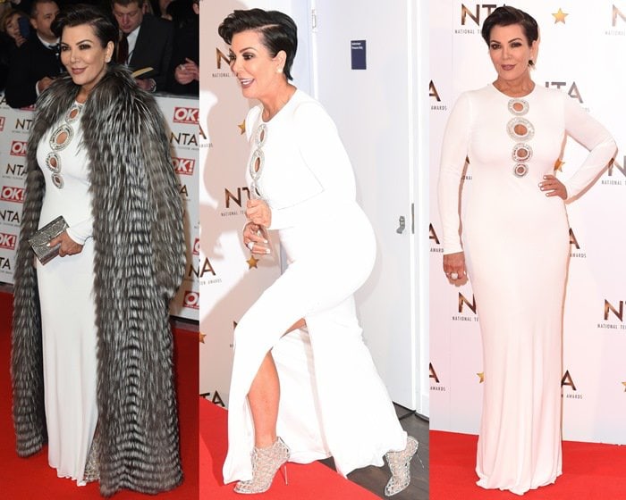Kris Jenner's figure-hugging white cutout dress from Emilio Pucci