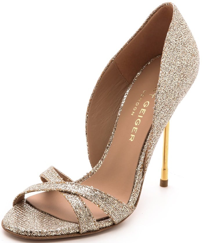 A crush of glitter over lamé adds lively sparkle to statement-making