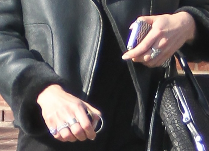 Which ring is it? Nikki Reed, reportedly engaged to Ian Somerhalder at the time, kept fans guessing with sparkling bands on multiple fingers