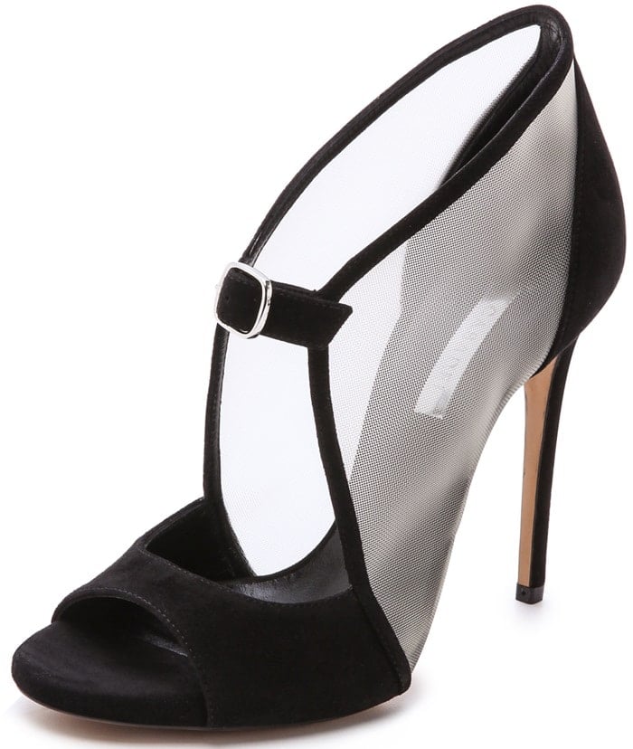 Casadei Transparent Mesh Suede Booties