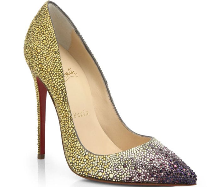 Christian Louboutin Ombre Crystal Leather Pumps in Yellow/Purple