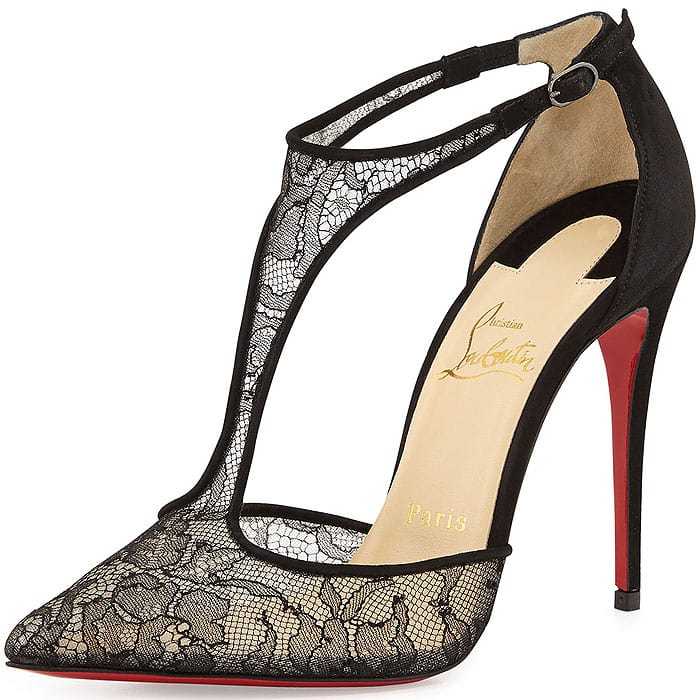 Christian Louboutin Salonu Lace T-Strap Pumps