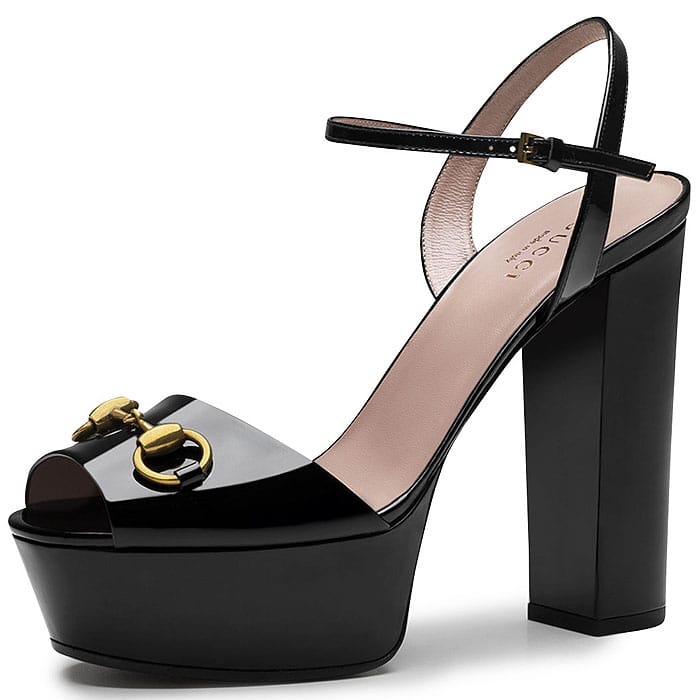 Gucci "Claudie" Patent Platform Sandals