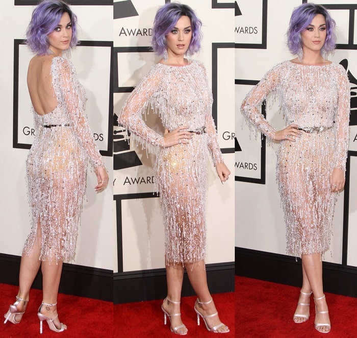 Katy Perry flaunted her legs in Sophia Webster shoes