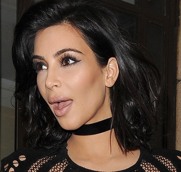 Kim Kardashian accessorizes with a Lucien Campbell London choker