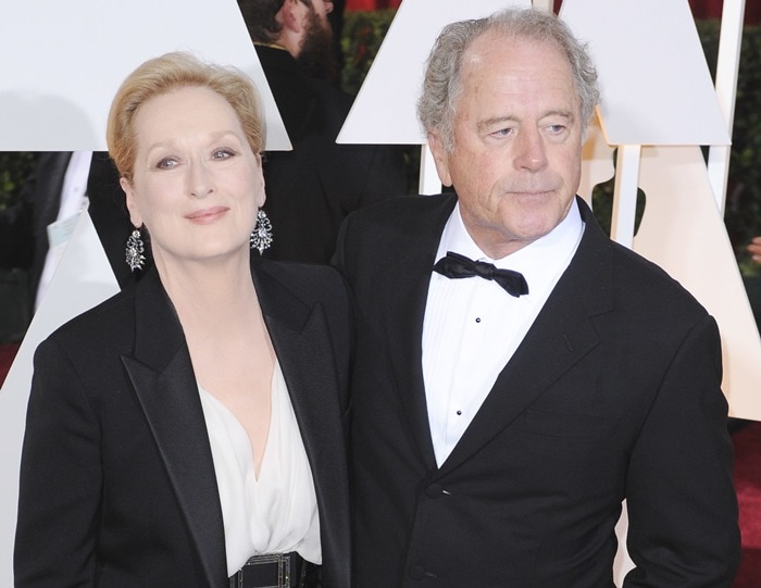 Meryl Streep, posing with her husband Don Gummer, at the 2015 Academy Awards