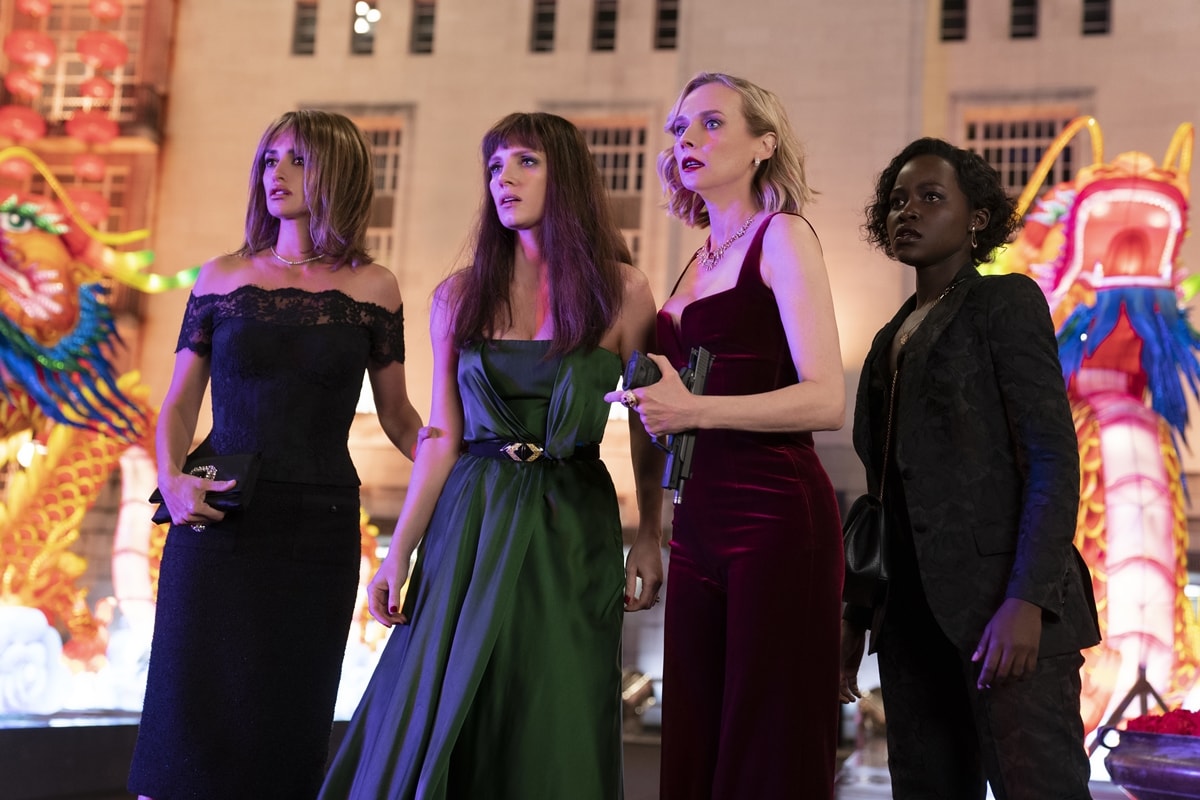Jessica Chastain, Penélope Cruz, Diane Kruger, and Lupita Nyong'o exude spy-chic glamour in elegant eveningwear, blending sophistication with action-ready style in The 355
