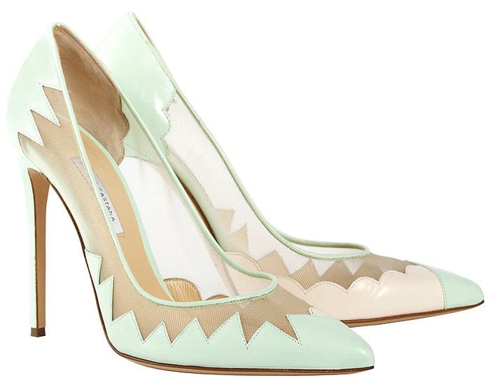 Bionda Castana "Leandra" Two-Faced Mesh-and-Leather Pumps