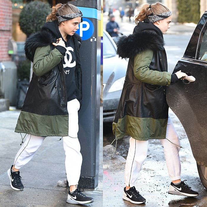 Cara Delevingne making her way to an awaiting car