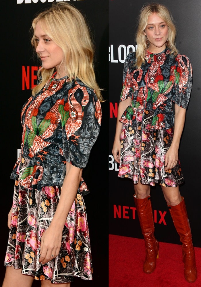 Chloë Sevigny in a multicolored mini dress from Louis Vuitton