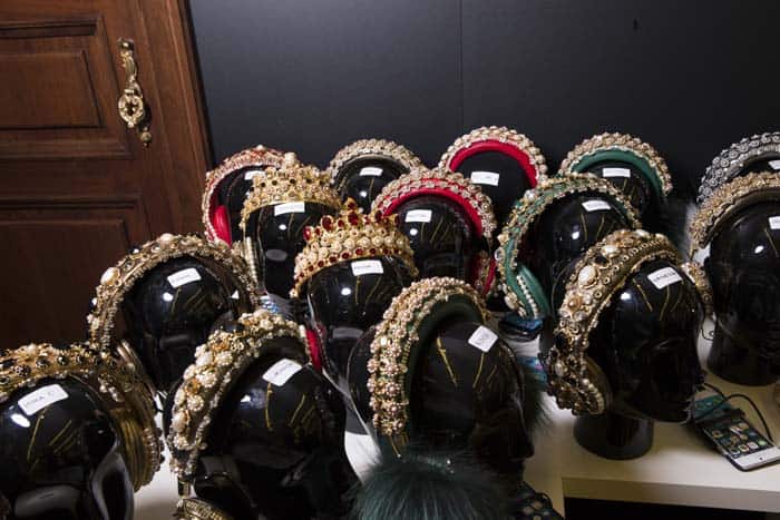 A collection of Dolce  Gabbana headphones, costing up to $8,000 each, featuring designs with Swarovski crystals, pearls, and fur accents