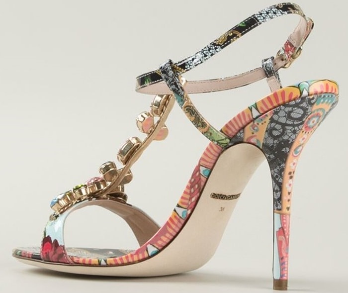 Dolce Gabbana Floral Fans Embellished Sandals