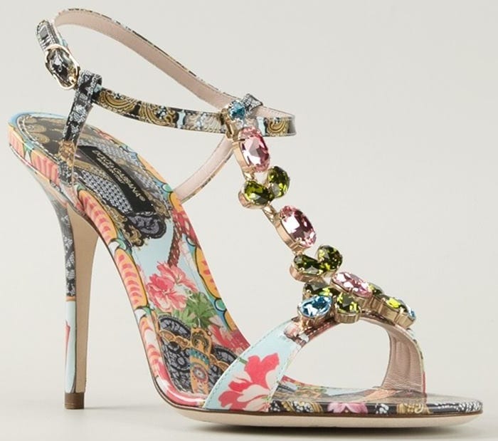 Dolce Gabbana Floral Fans Embellished Sandals