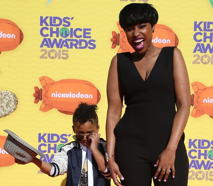 Jennifer Hudson wore a fitted zip-front jumpsuit from Tamara Mellon
