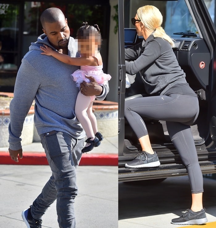 Kim Kardashian and Kanye West take North to ballet dance class in Calabasas on March 19, 2015