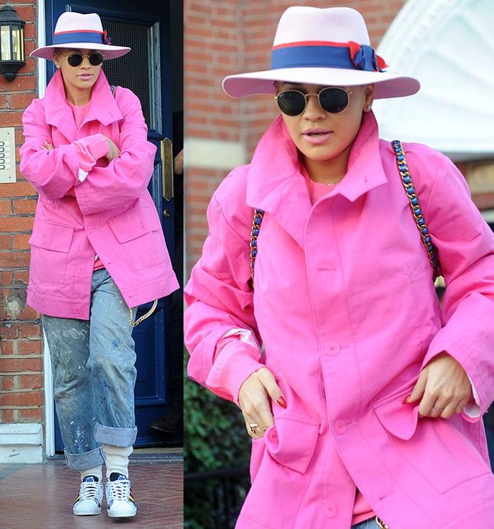 Rita Ora leaving her home in West London for an appearance on the TV show Alan Carr: Chatty Man on March 18, 2015