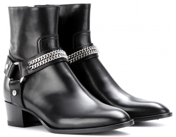Saint Laurent Black Rock Leather Ankle Boots