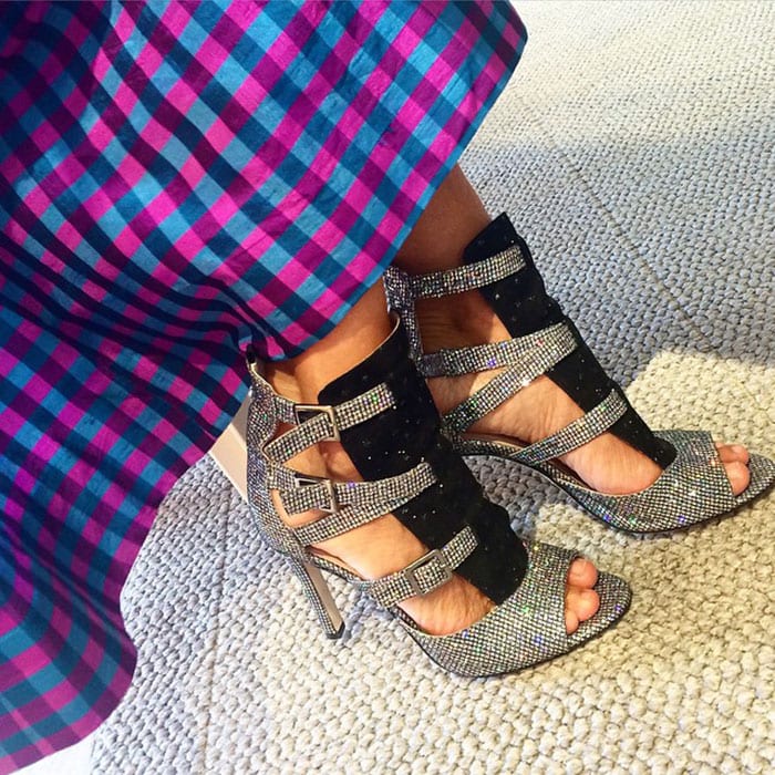 Sarah Jessica Parker's feet in sparkling shoes