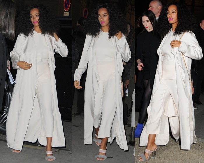 Solange Knowles wearing a neutral two-piece outfit from HM