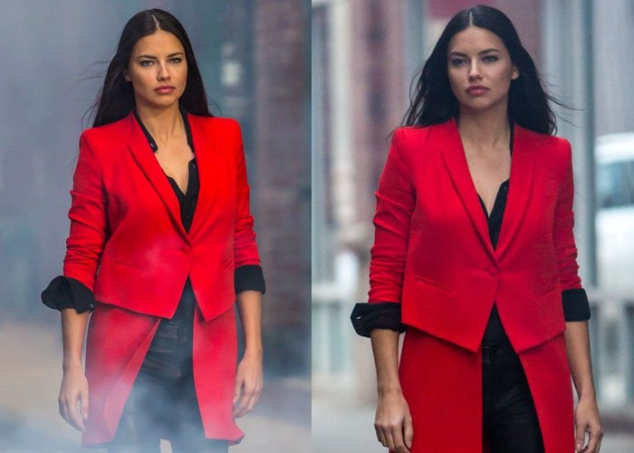 Supermodel Adriana Lima exuded confidence while filming a commercial for cosmetic giant Maybelline in New York City
