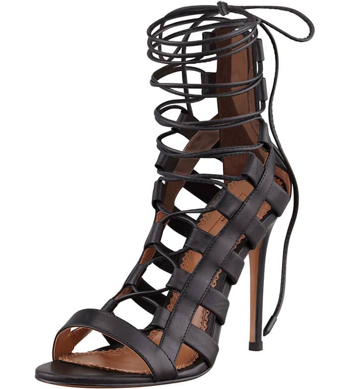 Aquazzura "Amazon" Lace-Up Ankle-Wrap Sandals
