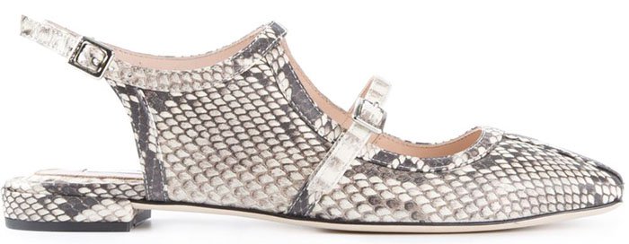 Carven Python Skin Effect Ballerinas