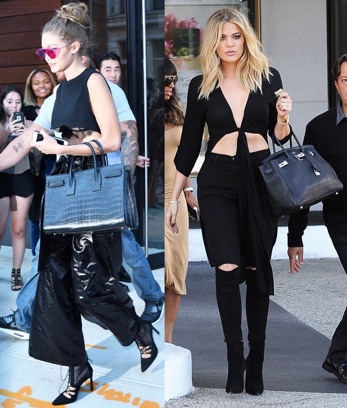 Gigi Hadid and Khloé Kardashian rock all-black looks with their black handbags