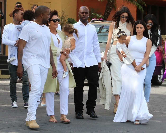 The extended Kardashian-Jenner family attend church in Woodland Hills on April 5, 2015