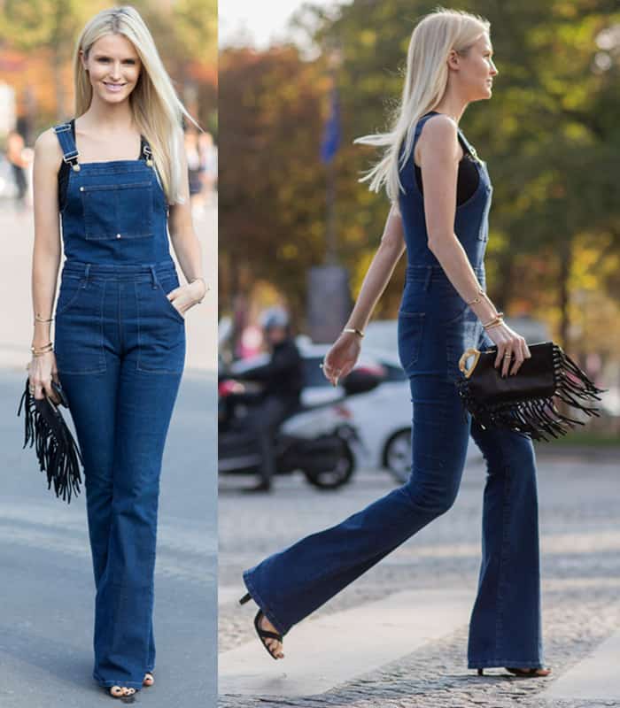 Kate Davidson Hudson in overalls at Paris Fashion Week, September 2014