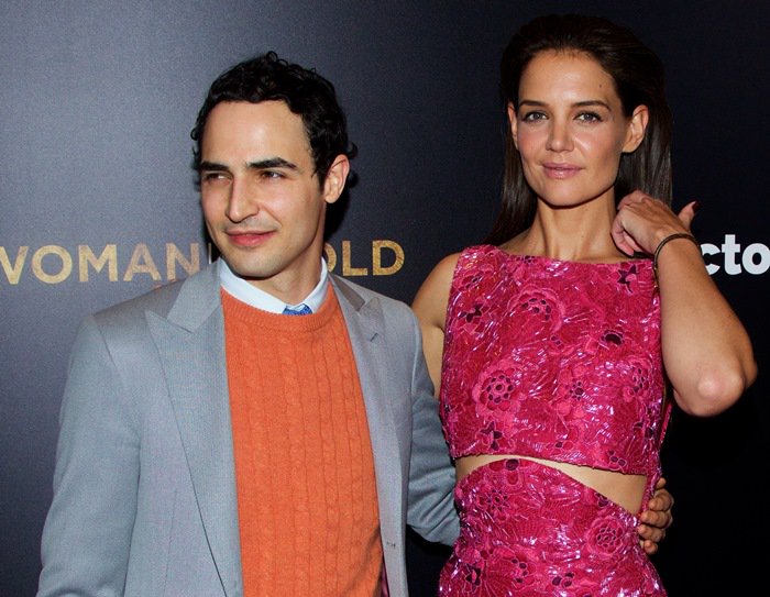 Zac Posen and Katie Holmes at the premiere of Woman In Gold held at The Museum of Modern Art in New York City
