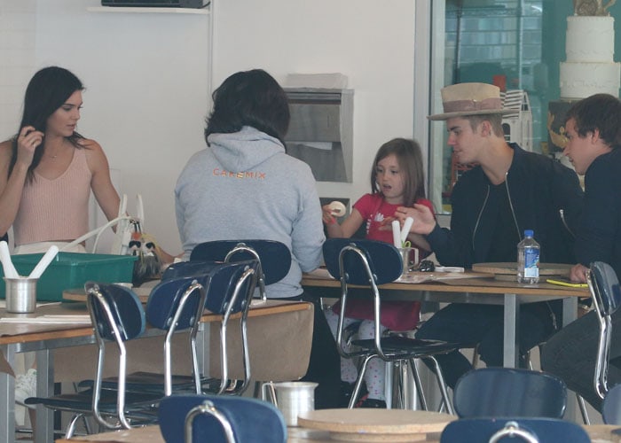 Kendall Jenner accompanying Justin Bieber as he brought his little sister to a baking session