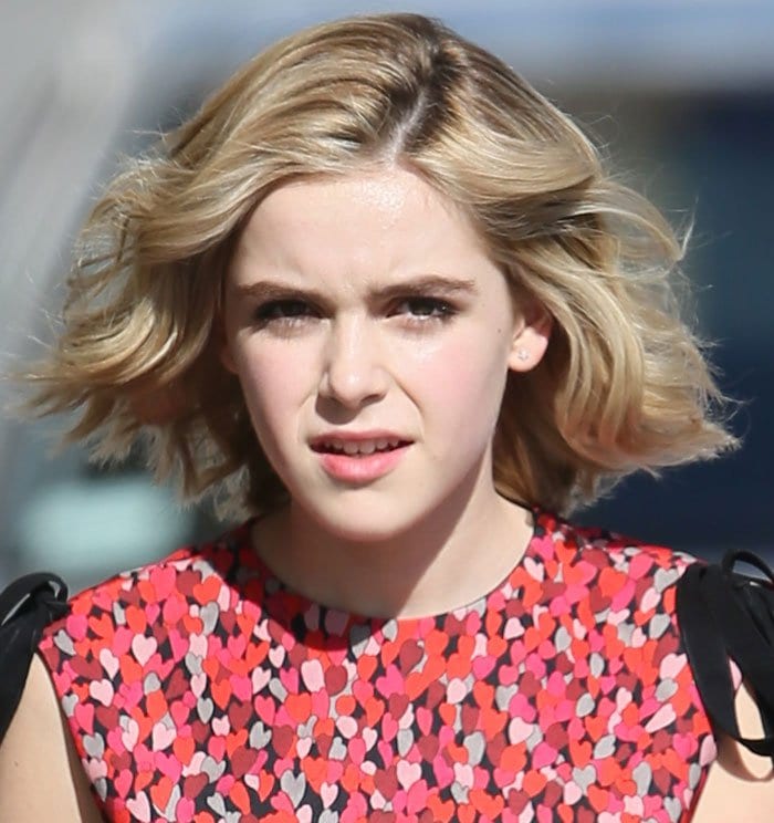 Kiernan Shipka wore her short blonde hair in messy waves