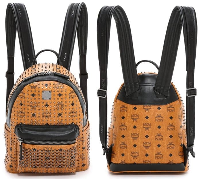 MCM Stud Small Backpack in Cognac