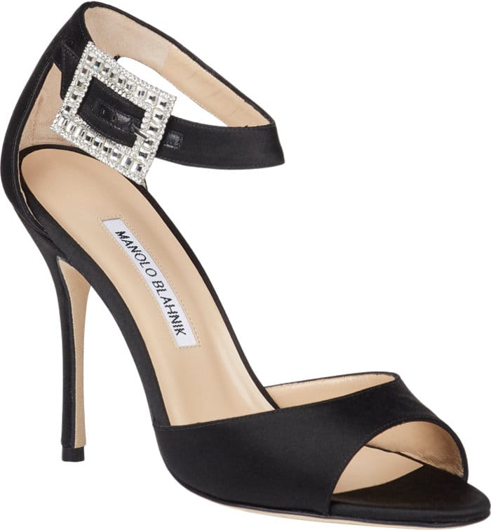 Black Jeweled-Buckle Dribbin Sandals