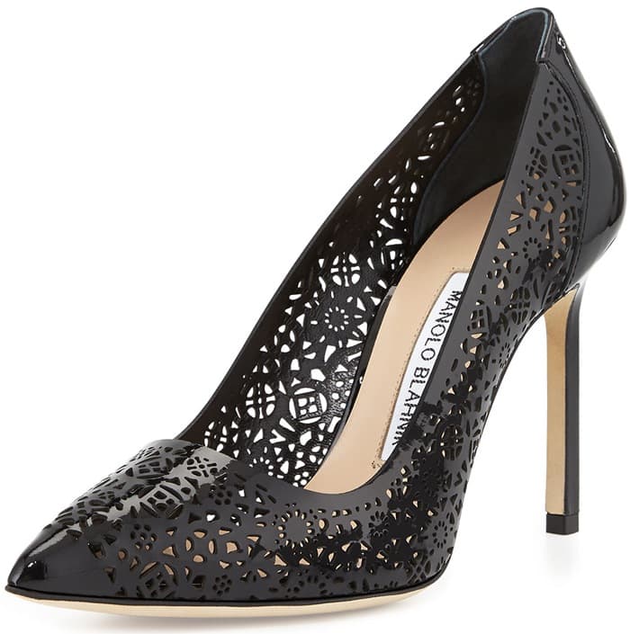 Manolo Blahnik Patent Laser Cut Pump
