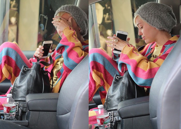 Miley Cyrus shopping Chanel in a less than fabulous and classy outfit