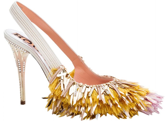 Rochas Tinsel Fringe Slingback Pumps