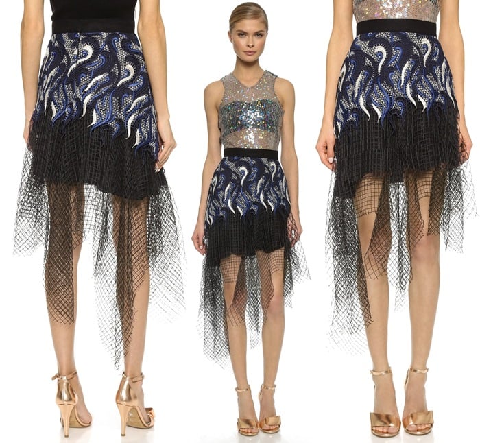 Rodarte Embroidered Lace Net Skirt