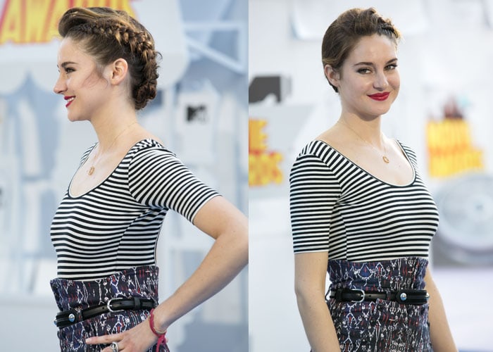 Shailene Woodley at the 2015 MTV Movie Awards at Nokia Theatre in Los Angeles on April 12, 2015