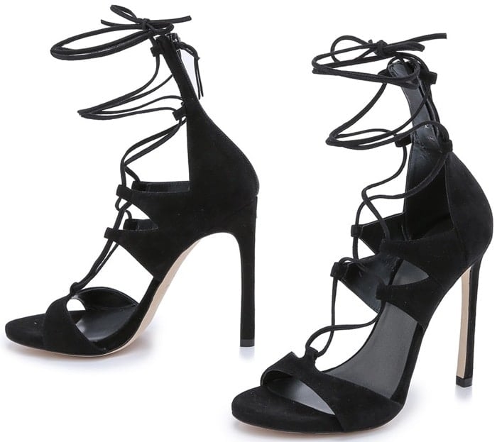 Stuart Weitzman Leg Wrap Suede Sandals