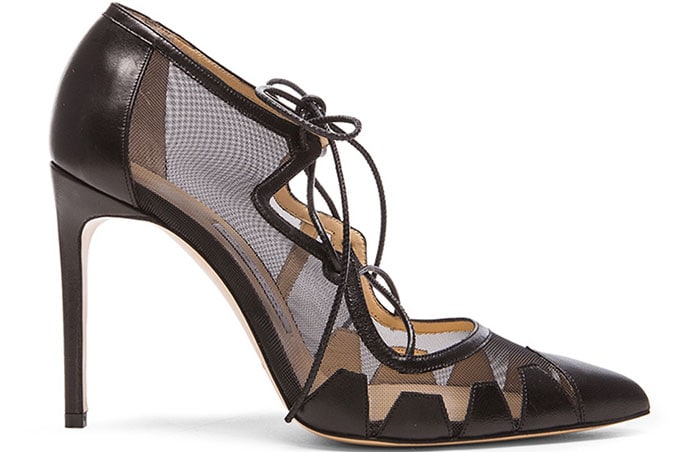 Bionda Castana Dekota Mesh and Leather Heels