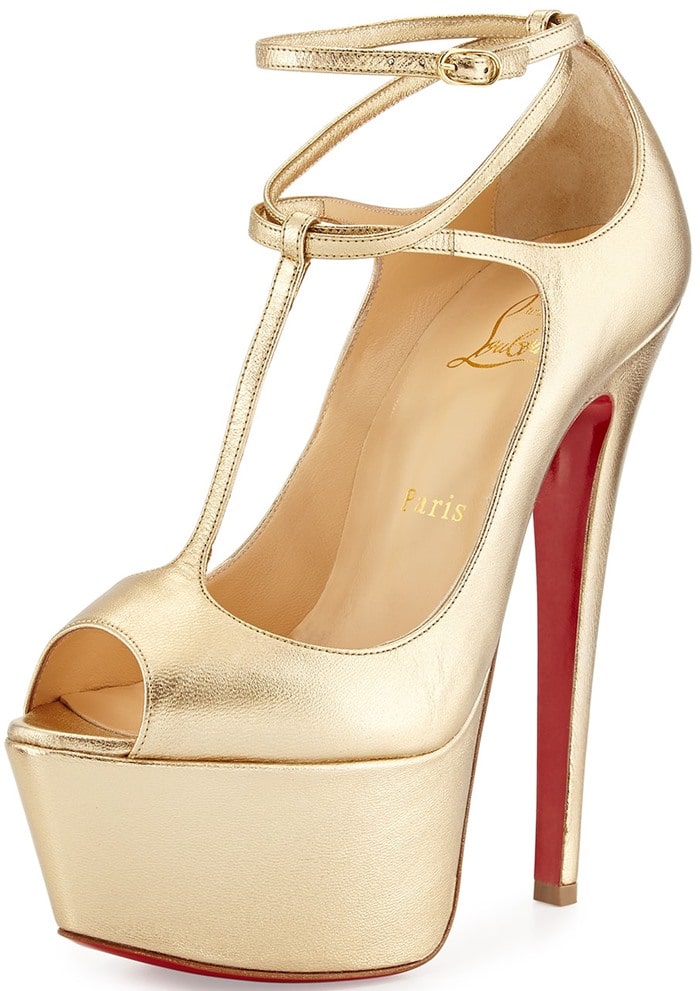 Christian Louboutin "Talitha" Pumps in Metallic Gold Leather