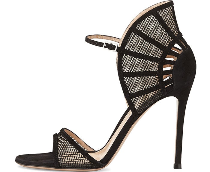 Gianvito Rossi Suede Mesh Fan Sandals