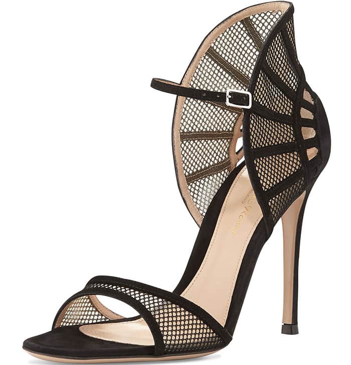 Gianvito Rossi Suede Mesh Fan Sandals