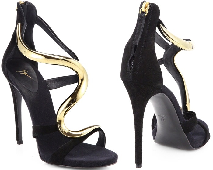 Giuseppe Zanotti Suede Lacquered Metal Sandals