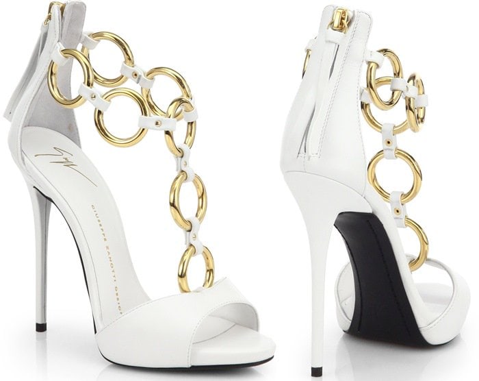 Giuseppe Zanotti White Leather Chainstrap Sandals