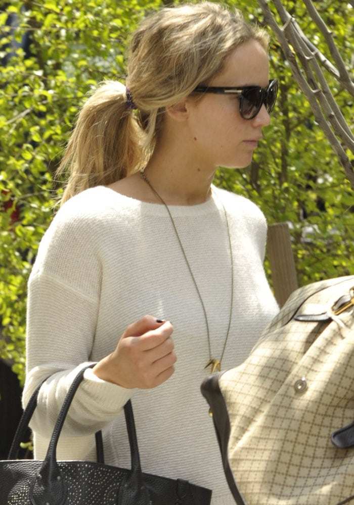 Jennifer Lawrence with noticeably longer hair