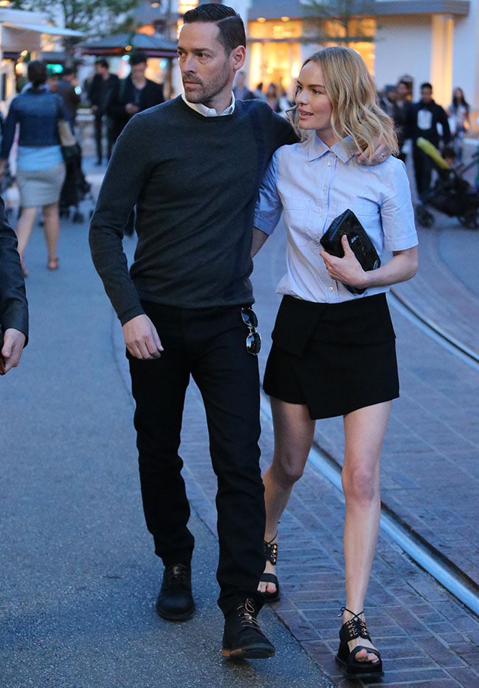 Michael Polish and Kate Bosworth at The Grove after launching her festival-inspired shoe collection for Matisse Footwear