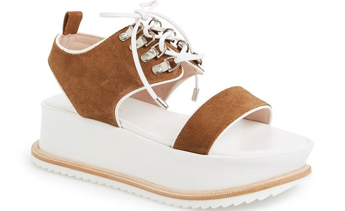 Kate Bosworth for Matisse "Dawn" Platform Lace-Up Sandals in Fawn Suede